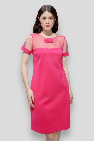 Đầm sen đô tay lưới thun Korea có nơ