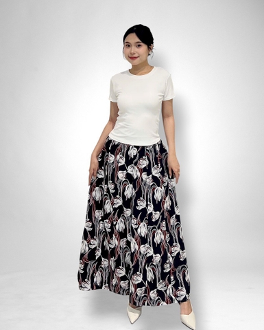 Quần ống rộng n mảnh lưng thun - đen
