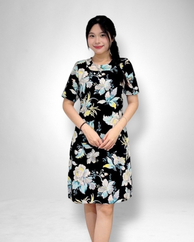 Đầm thuyền sau tim nơ sau tay ngắn