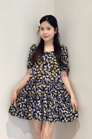 Set quần + đầm babydoll bèo tầng tay chụp