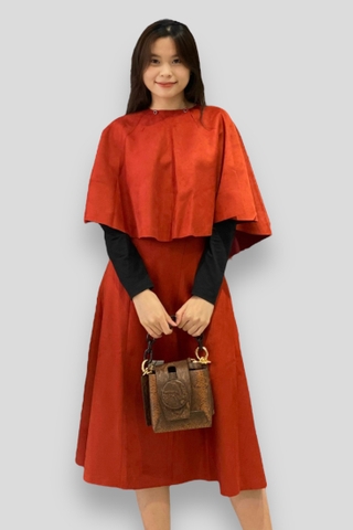 Váy da lộn lưng thun đen - ngói
