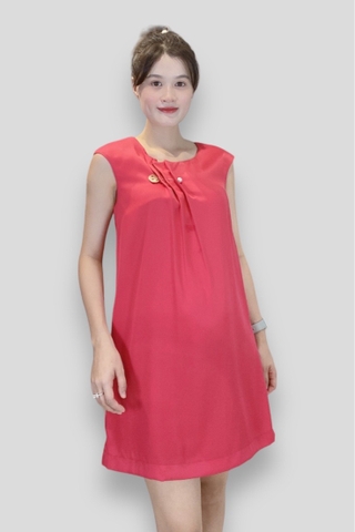 Đầm tunic+ CA cổ tròn xếp li tay de