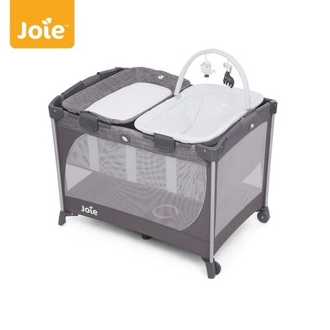 Giường cũi trẻ em Joie Commuter Change & Snooze Linen Gray