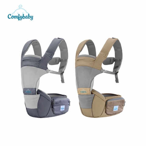 Địu ngồi cao cấp 4 tư thế 2 trong 1 AIR MESH Comfybaby CF818-Màu Xám