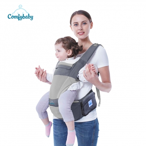 Địu ngồi cao cấp 4 tư thế 2 trong 1 AIR MESH Comfybaby CF818-Màu Xám