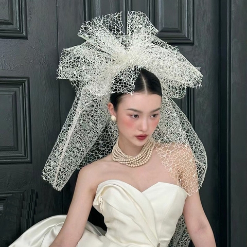 voan ren cô dâu nhiều lớp màng che mặt chụp ảnh concept studio cưới - CD244