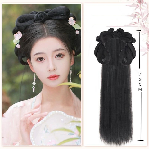 tóc gia sau đầu cổ trang hanfu trang phục cổ băng đô tóc tạo kiểu hoa hồng - toc44