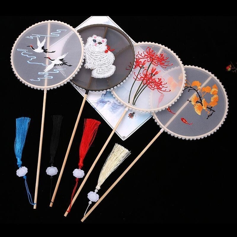 Quạt thiêu đạo cụ chụp ảnh múa cung đình cổ xưa -QUAT11