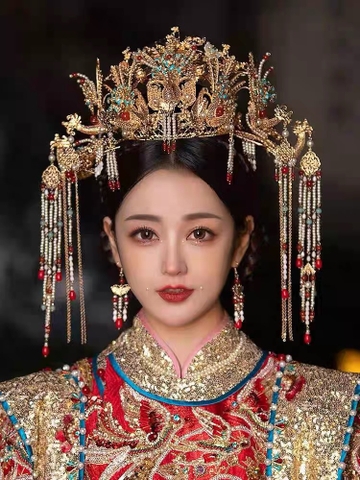 mũ cô dâu Hanfu cưới hỷ phục trung quốc vương miện nữ hoàng xiuhe - cd115