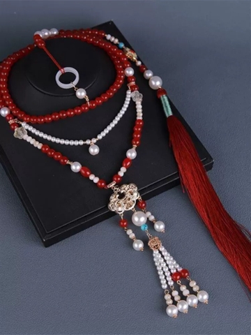 Vòng cổ tua rua dây dài mặt hanfu mã diện nhà minh - cd205