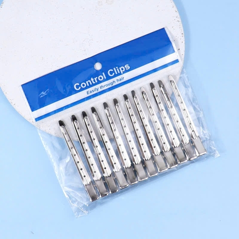 set 12 kẹp vịt kẹp sóng nước cố định tóc thép không rỉ 11cm - mk23