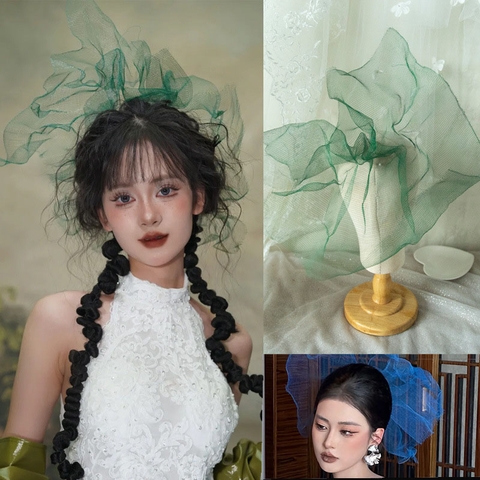 voan lưới kẽm cài tóc cô dâu chụp hình studio cưới concept - cd282