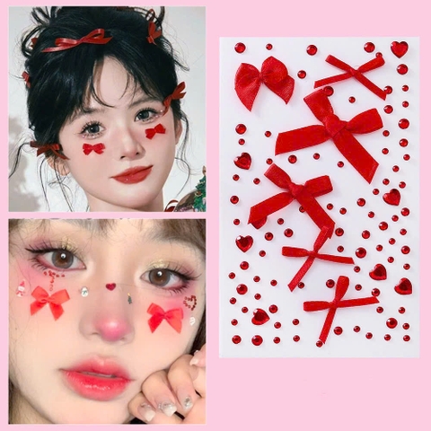 hạt dán lấp lánh nơ hồng dán mặt hóa trang makeup chụp ảnh concept nàng thơ - CD246