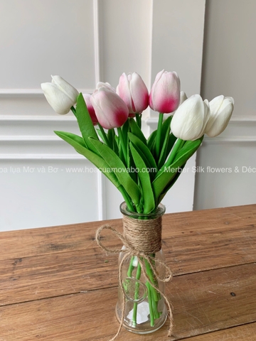 Hoa tulip lá thẳng giả PU cao cấp