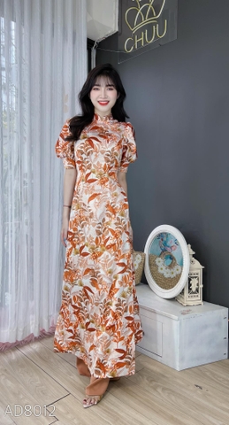 Áo Dài Satin Bóng Tay Bồng AD8012 (áo lẻ)