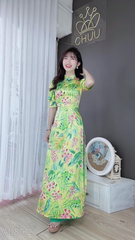 Áo Dài Satin Bóng Tay Bồng AD8012 (áo lẻ)