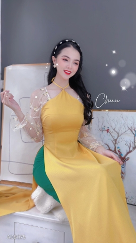 Áo Dài Tay Lưới Hoa Mai AD8075 (áo lẻ)