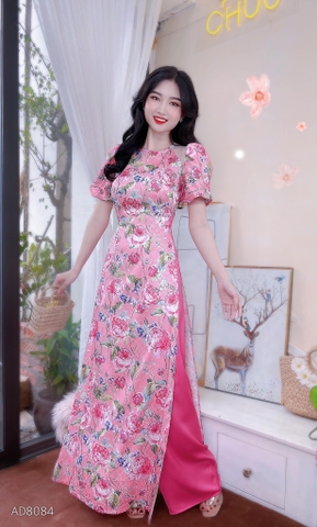 Áo Dài Vai Phối Lưới Tam Giác AD8084 (áo lẻ)