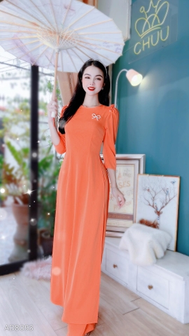 Áo Dài Vai Bèo Cổ Tròn AD8093 (áo lẻ)