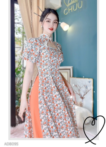 Áo Dài Cổ Tàu Nút Kem AD8095 (áo lẻ)