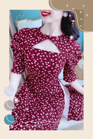 Áo Dài Nhung Tăm Moon AD8113 (áo lẻ)