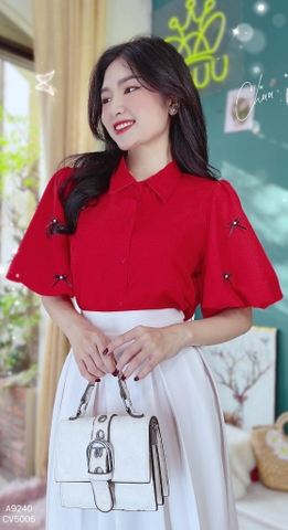 Áo Sơ Mi Tay Bí Đính Nơ A9240