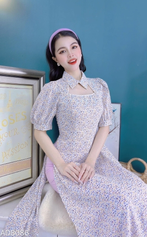 Áo Dài Hoa Cổ Sơmi AD8086 (áo lẻ)