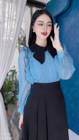 Áo Sơ Mi Tơ Cổ Bướm Black A1515