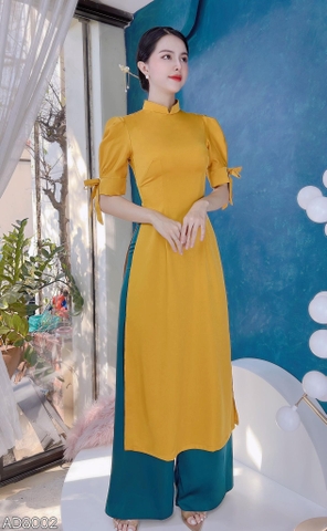Áo Dài Tay Bồng Nơ Tà Ngắn 123cm AD8002 (áo lẻ) (không kèm hoa cài)