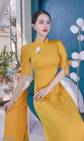 Áo Dài Tay Bồng Nơ Tà Ngắn 123cm AD8002 (áo lẻ) (không kèm hoa cài)