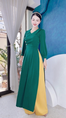 Áo Dài Cổ Nhọn 3N Xếp AD1313 (áo lẻ)