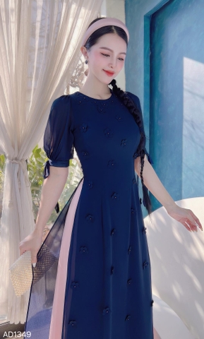 Áo Dài Chiffon Hoa Đỗ Quyên 4T AD1349 (áo lẻ)