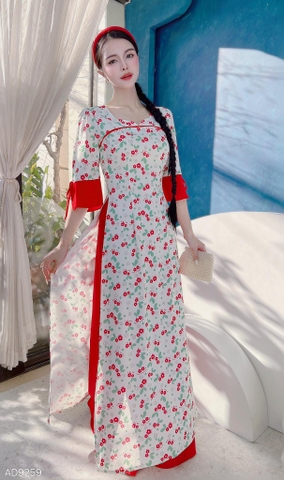 Áo Dài Hoa Mào Gà AD9259 (áo lẻ)