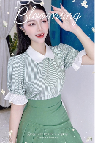 Áo Sơ Mi Sọc Cổ Màu Mini Tim A1635