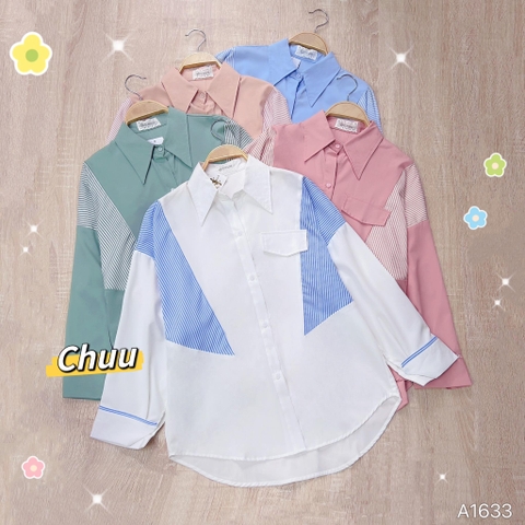 Áo Trơn Mix Sọc Túi Nắp A1633