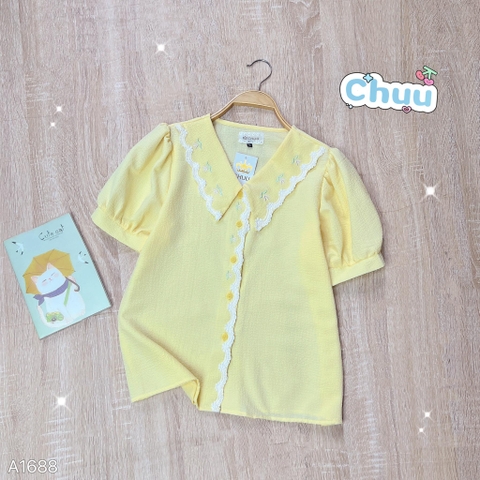 Áo Sơ Mi Xốp Thêu Cỏ Lá A1688