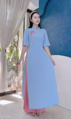 Áo Dài Cổ Cánh Hoa Sen AD1498 (áo lẻ)