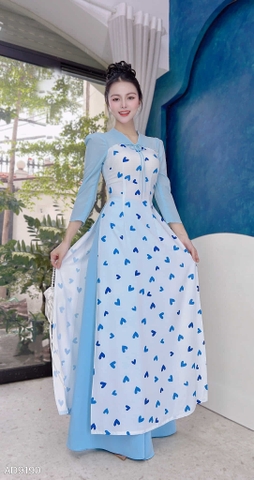 Áo Dài Hoa 4 Cánh AD9190 (áo lẻ)