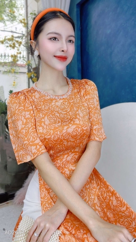 Áo Dài Hoa Hồng Đá AD2691 (áo lẻ)