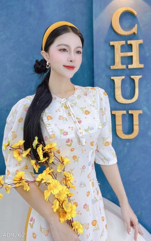 Áo Dài Nơ Nụ Bông AD9262 (áo lẻ) - Tulip Màu