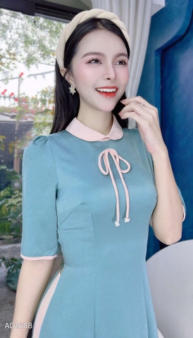 Áo Dài Cổ Sen Nơ Đá AD1688 (áo lẻ)