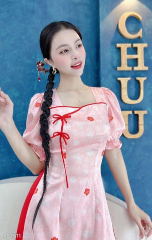 Áo Dài Cổ Vuông 2 Nơ Nhỏ AD1511 (áo lẻ)