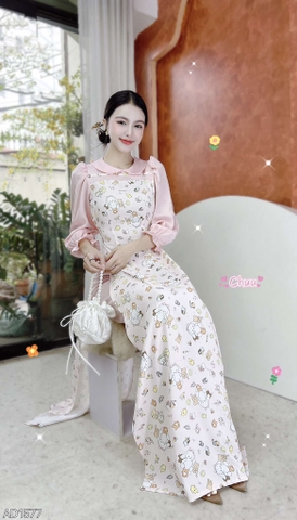 Áo Dài Cổ Sen Line Ngang AD1577 (áo lẻ)