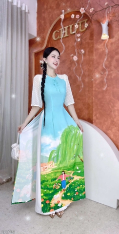 Áo Dài Cô Gái Trong Vườn AD2746 (áo lẻ)