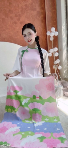 Áo Dài Bồ Câu Trắng AD2787 (áo lẻ)