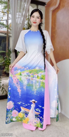 Áo Dài Cô Gái Pháp A19 AD2795 (áo lẻ)