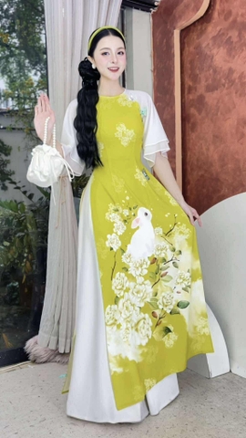 Áo Dài Miu Miu Trắng AD2832 (áo lẻ)