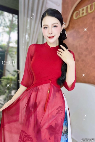 Áo Dài 3T Cây Đại Thụ+PK AD2861 (áo lẻ)