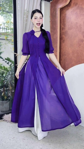 Áo Dài 4T Hoa Hồng Xoay+PK AD2860 (áo lẻ)