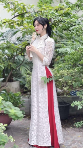 Áo Dài 4T 3 Nơ Ren AD2867 (áo lẻ)